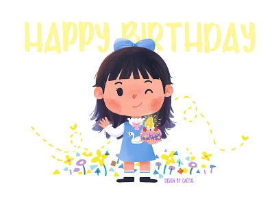 birthday birthday cake design drawing girl illustration lovely paint typography