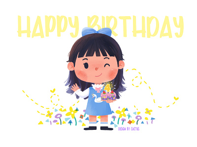 birthday birthday cake design drawing girl illustration lovely paint typography