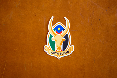 South Sudan Travel Sticker adventure anakole watusi cattle cow label luggage sticker travel vintage
