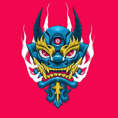 ONI demon drawing illustrator mask oni