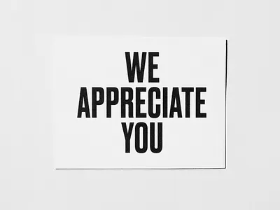 We Appreciate You greeting card typographic poster typography