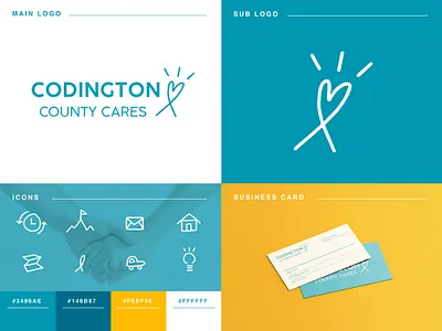 Codington County Cares branding businesscard color palette company design heart icons logo