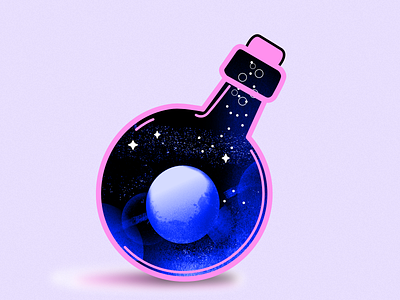 Moon in a bottle bottle illustration moon space stars