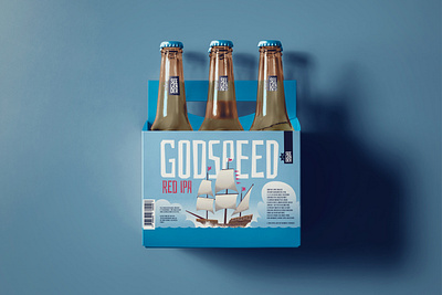 Godspeed Red IPA beer boat bottle illustration ipa midcentury nautical package packaging ship sixpack vector