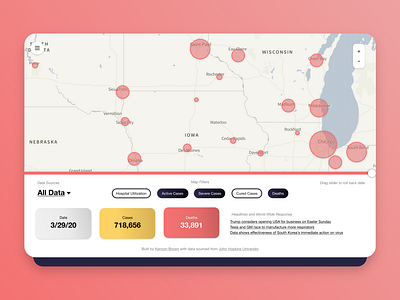 COVID-19 Headline Map coronavirus covid 19 covid19 data map mockups web app website