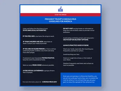 Covid19 Guideline becareful concept corona coronavirus covid19 design graphicdesign guildeline presidenttrump uidesign whitehouse