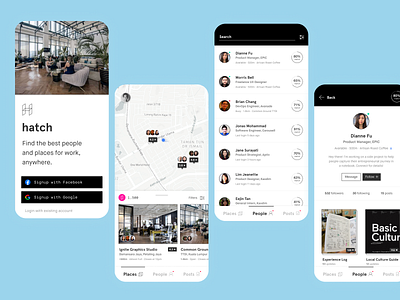 Hatch Coworking App Concept coworking mobile social spaces ui