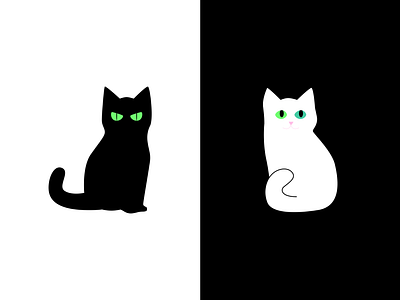 Grizz & Shiver (AKA The Duality of Cat) blob cat cats clean digital illustrator reverse contrast simple simple design sketch vector vector illustration