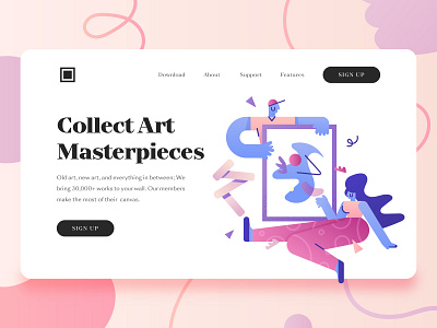 Art Startup Landing Page 1 2d abstract abstract art art art app art auction art gallery artist business character exhibition fintech flat illustration landing page painting startup ui ux vector