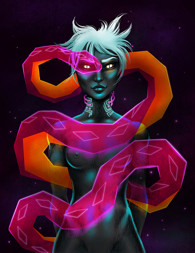 Spirit digital color digitalart drawing fantasy illustration procreate scifi snake woman