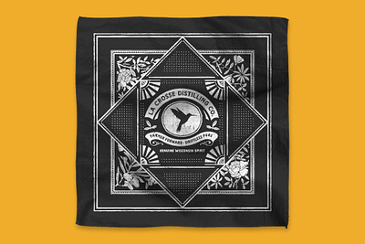 La Crosse Distilling Co. Bandana Design americana badge bandana black white brewery distilling floral hummingbird merch spirits vintage whiskey