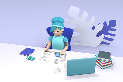 UI UX Designer 3d 3d art illustration vectary vectary 3d