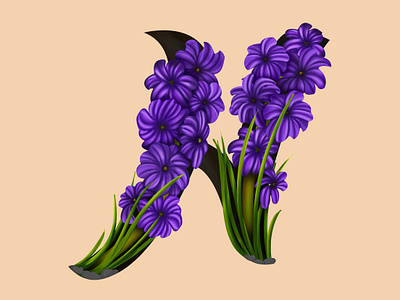 Hyacinth Flower 36daysoftype alphabets brushes brushstrokes dailyillustration design illustration lettering nature photoshop