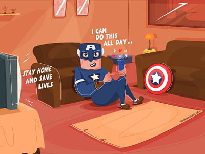 CAPTAIN AMERICA 2d art captain captain america cartoon cartoon character cartoon illustration character design dribbble illustration marvel quatantine stay home stay safe