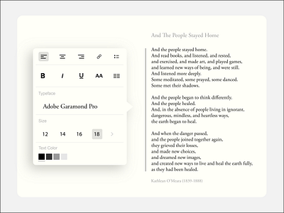 Text Editor Pop-up + Poem adobe corona virus covid 19 edit font garamond home poetry pop up size text text editor typeface