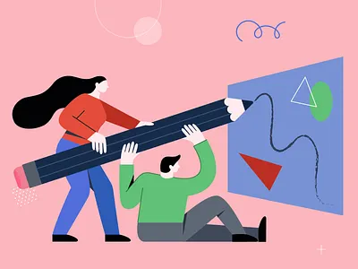 Creative Collaboration Illustration article business canvas character collaboration concept creative creative design creativity design designers digital drawing flat illustration illustrator marketing pencil strategies vector