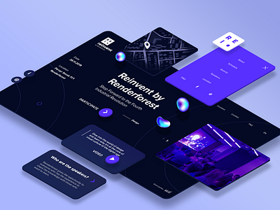 "Reinvent" digital conference webpage conference dark darkui isometric landing onepage perspective singlepage uiux websiteui