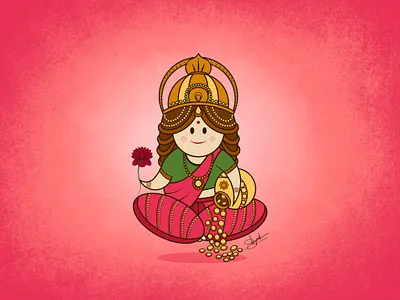 Lakshmi Maa illustration art cartoon render character art character design character design in illustrator cute hindu god digital art illustration illustrations lord lakshmi shreyanshsaurabhart