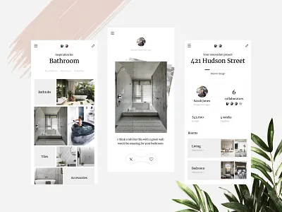 Minimal App Design for Interior Designers app board clean minimal mobile app mobile ui modern ui ux