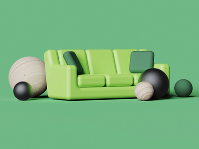 Composition 04 - WFH 3D Illustration 3d art 3d illustration 3d modeling branding clean concept couch design illustration