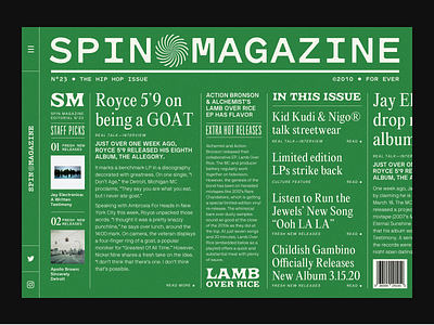 SPIN MAGAZINE barcode branding design fonts hiphop mockup music type typography ui webdesign website website design