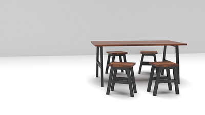 Dining Table Set 3d art blender nordic design woodworking