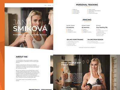 Jana Smiková Personal Trainer coach design elementor homepage landing page minimal orange personal trainer wordpress wordpress design