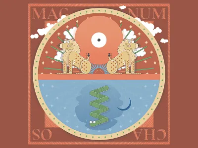 Magnum Chaos cartoon character design flat icon illustration vector