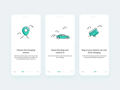 Onboarding for uCharge app app car flat icon illustration minimal mobile ui ux vector