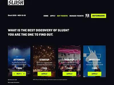 Redesign Slush Ticket Platform event app ticket app webdesign