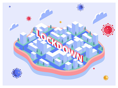 Lockdown to Avoid Coronavirus city coronavirus covid 19 environment flat health illustration island isometric landing page lockdown pandemic physical distancing pneumonia social distancing stay at home vector virus work from home wuhan