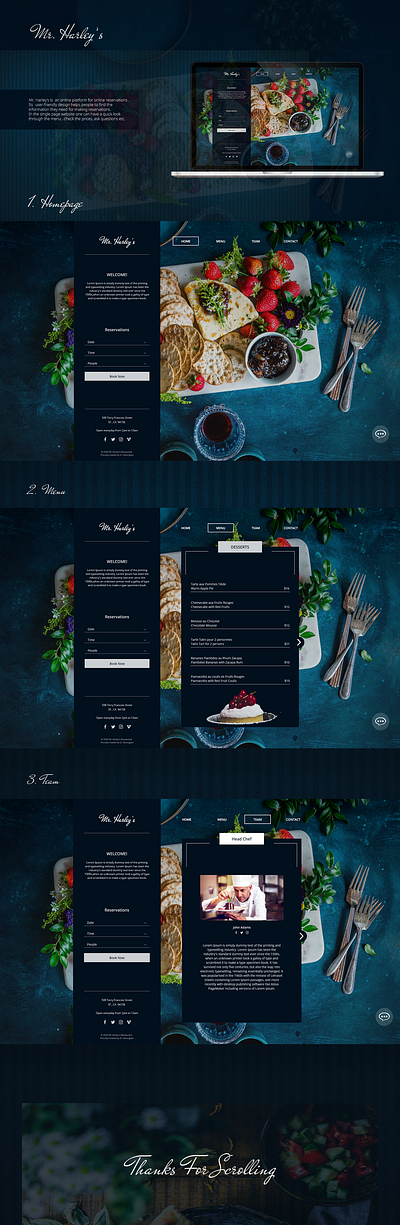 Mr. Harley's / Website Design cafe website homepage design uiux