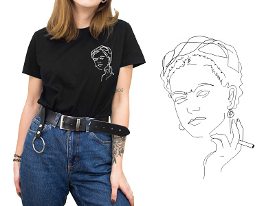 Frida apparel apparel design apparel graphics design frida fridakahlo illustration lineart linework minimal vector vector illustration