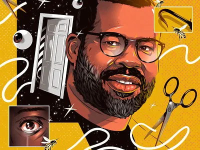 Jordan Peele actor alexander wells character conceptual digital folioart illustration portrait surreal tv