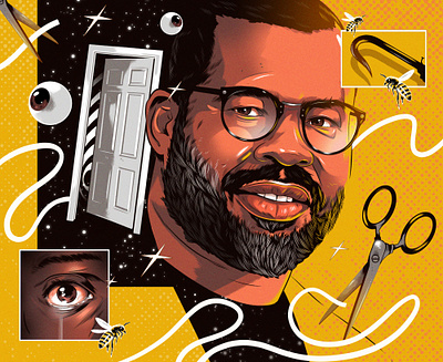 Jordan Peele actor alexander wells character conceptual digital folioart illustration portrait surreal tv