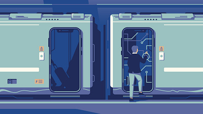 Smart Ticketing digital editorial folioart illustration peter henderson technology train travel vector