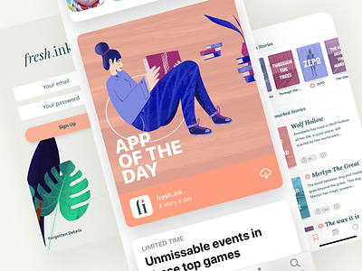 fresh ink - App of The Day appoftheday book app book art bookapp bookart freshink illustration reading reading app reading illustration reading illustrations