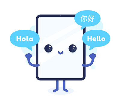 Lovely tablet charming chinese cute drawing english figma illustration lovely multilingualism spanish tablet translate translation vector