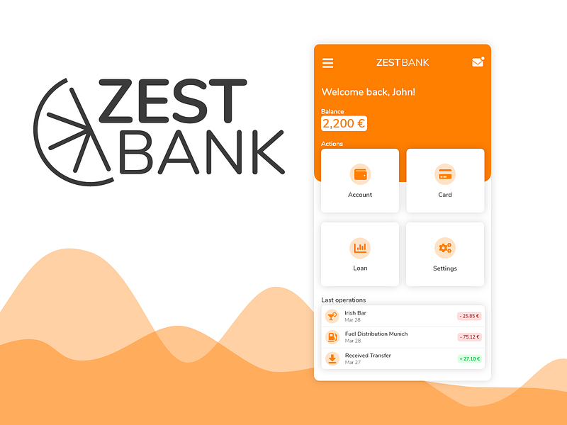 Zest Bank - Mobile App Concept adobexd bank bank app dashboard mobile mobile app mobile ui ui