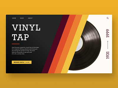 Retro landing page design flat landing page retro retro landing page style ui vintage vinyl web web design website website ui yellow