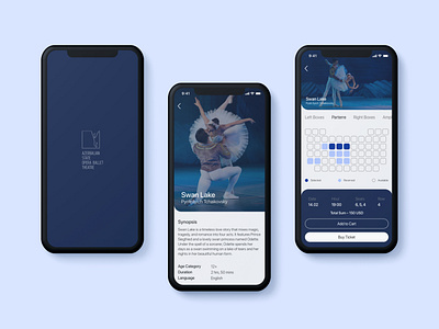 Opera and Ballet Theatre – UI/UX Design app design art ballerina ballet blue booking business buy dancing minimal opera simple design singers theatre ticket uiux