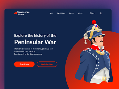 Peninsular war museum concept creative design design illustration landing page museum museum of art peninsular war spain ui vector vector art war web design website