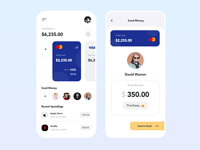 Wallet Screen add card add wallet banking blue cards clean debit design menu money app payment send money ui ui ux wallet wallet app wallets