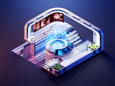 Control Room 3d blender diorama illustration isometric render sci fi scifi space