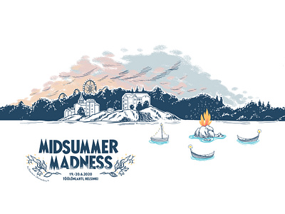 Midsummer Madness illustration art branding clean computer design digital event illustration logo moomin redesign