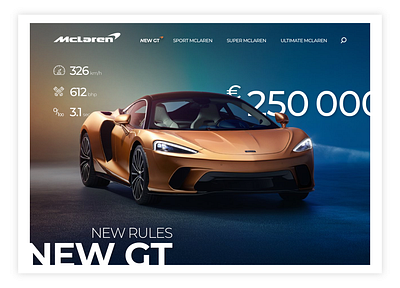 McLaren GT post branding car typography ui ux web website