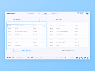 Web App Support Page Concept app application blue clean ui concept creative dashboard design futuristic light page redesign support table ui ux web app