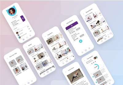 YoYoga app application design flat health interface prototype screens ui ux yoga yoga app