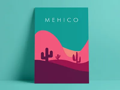 Flat Desert Illustration | Geometric Landscape | Mexico | Méjico adventure cactus color palette colorful complementary colors desert design art flat design geometric illustration illustration landscape landscape illustration mehico mexico mexico city minimal mountains sunset teal travel
