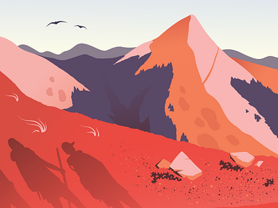 Mountain journey concept editorial illustration illustraion landscape minimal mountains nature poster tracking travel trekking vector